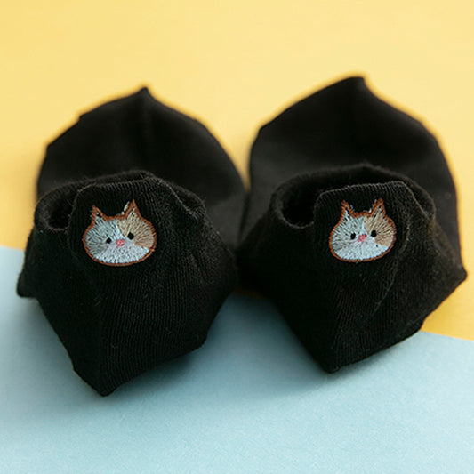 Embroidered Cat Socks